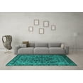 thumbnail image 3 of Ahgly Company Indoor Round Oriental Turquoise Blue Industrial Area Rugs, 4' Round, 3 of 4