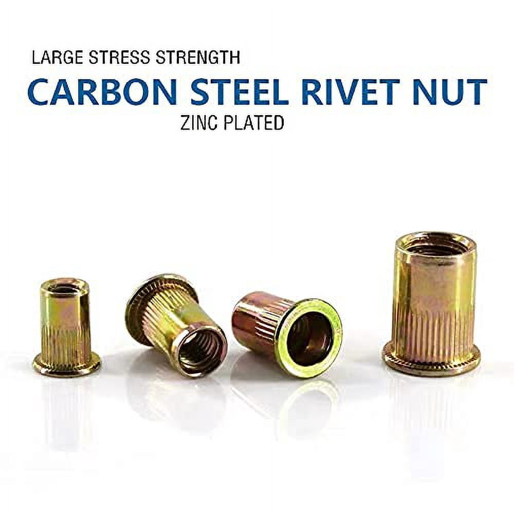 50pcs - Rivet Nuts, 10 Carbon Steel Metric Rivet Nuts Set, Flat Head Threaded Insert Nut Set, Suitable for Automotive Furniture Decoration Electrical and Industrial Products (-10(50pcs)