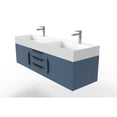 thumbnail image 3 of Amazon 60" Blue Wood Floating Vanity with White Top and Black Trim, 3 of 10