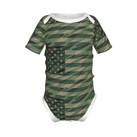 

Gaeub Jungle Green Camo USA Flag Print Infant Climbing Onesie Toddler Outfit Newborn Baby Bodysuit Baby Boy Girl Clothes -9M