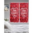 thumbnail image 3 of Valentine's Day Bathroom Window Curtain, Red Love Heart Romantic Minimalist Light Filtering Coffee Kitchen Curtains, Bedroom Living Room Curtains 2 Panel 84"x63", 3 of 6