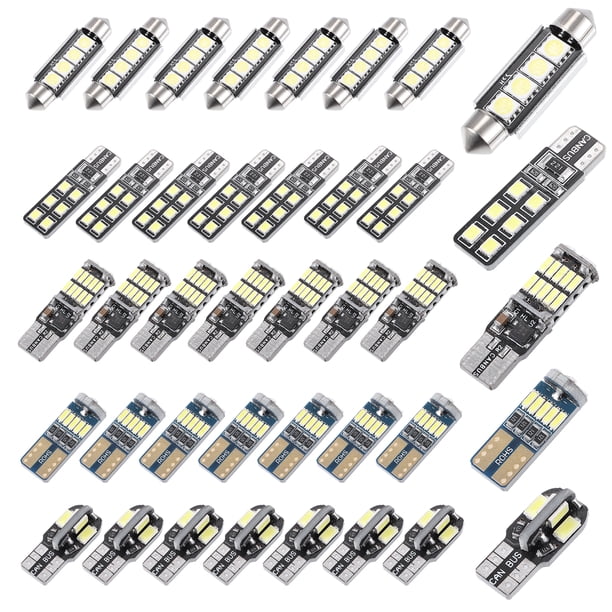 Kit de luces interiores LED para automóvil universal T10 bombillas de 24/25/32/34/41mm plástico metal multicolor 1 set