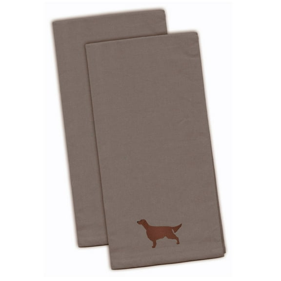 Irish Setter Gray Embroidered Towel Set of 2