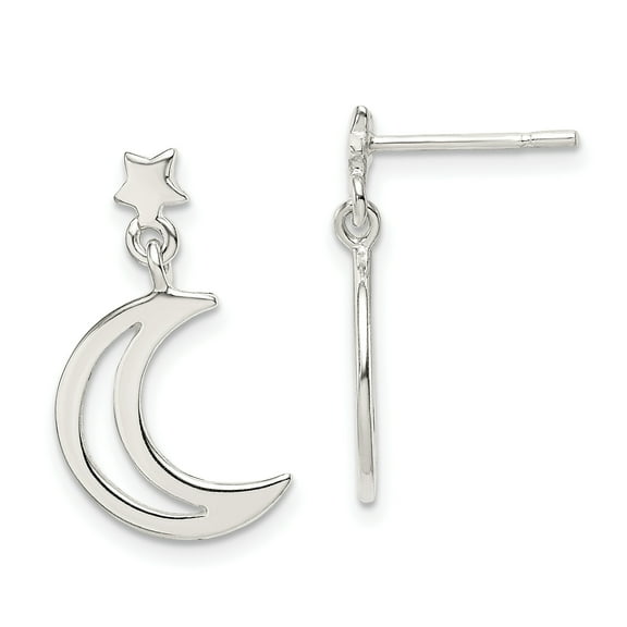 Primal Silver Sterling Silver Star and Moon Dangle Earrings