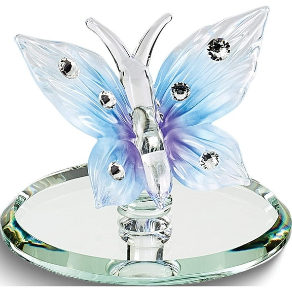Fashion Blue Butterfly Glass Figurine (1.5 X 1.5) Made In China gp1144