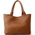 thumbnail image 1 of Bolso tejido Queenoris Bolso de hombro con asa en la parte superior de piel vegana, 1 of 7