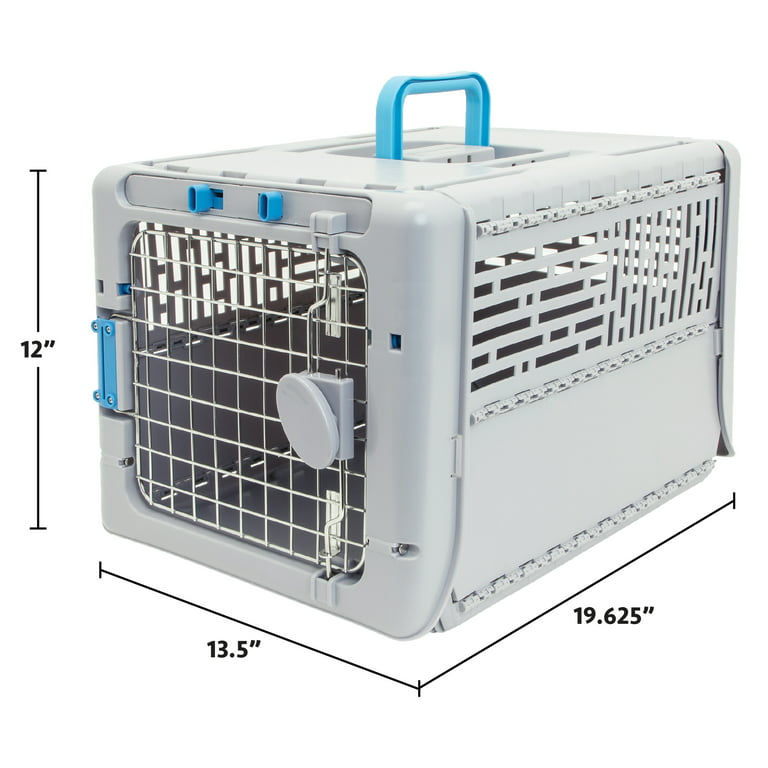 Small Plastic Cat & Dog Carrier Cage Blue Portable Pet Box Airline App