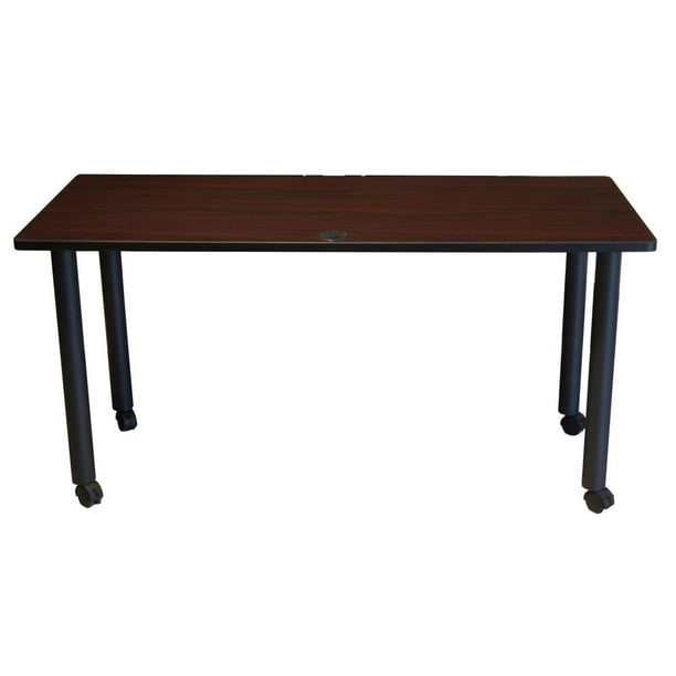 Training Table with Post Legs with Caster in Mahogany (36 in. W x 24 in
