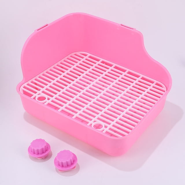 OULII Indoor Pet Toilet and Litter Training Restroom for Hamsters Rabbits Chinchillas Ferrets Guinea Pigs 1 Set Pink
