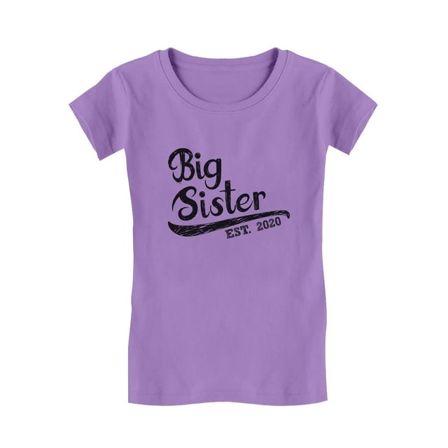Tstars Girls Big Sister Shirt Lovely Best Sister Big Sister Est 2020 Cute B Day Gifts for Sister Gift for Daughter Girls Sibling Gifts Funny Sis Toddler Kids Girls Fitted Child Birthday T Shirt