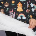 thumbnail image 3 of Oversized Wearable Blanket Hoodie,Black Princess Castle Rainbow Pattern Sherpa Blanket Hoodie with Super Pockets,Super Warm Fuzzy Pullover for Women & Men, 3 of 6
