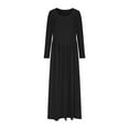 thumbnail image 4 of Kmdttou Ladies' Casual Loose Solid Color Round Neck Long Dresslong Sleeved Round Neck And Ankle Dress,Chic Day Dresses for Ladies Summer Wear, 4 of 8