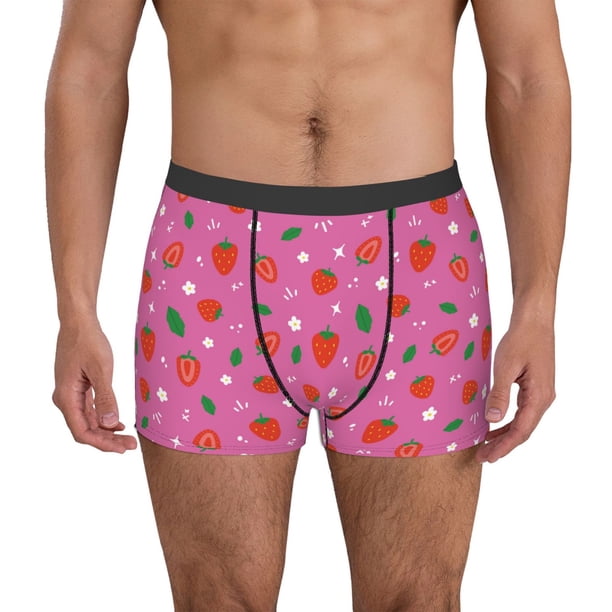 Balery Strawberry Floral Calzoncillos bóxer para hombre, ropa interior de algodón suave y transpirable con cinturilla de nailon-XX-Large