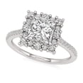 thumbnail image 2 of Lina Jewel 1.92 Ct Excellent Princess Cut Diamond Halo Rings - Solitaire with Accent Lab-Created Simulated Diamond & Eternity Band in 14K White Gold Plated - Wedding Engagement Rings for Women's, 2 of 6