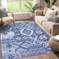 thumbnail image 2 of FairOnly Blue Bohemian Geometric Low Pile 5'x7'Area Rug for Living Room Non Slip Stain Resistant Floor Cover for Bedroom Dining Room, 2 of 7