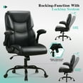 thumbnail image 5 of JONPONY Big and Tall Office Chair Wide Seat Ergonomic Computer Desk Chair High Back Executive Leather Chair Adjustable Task Chair Lumbar Back Support 8 Hours Heavy Duty Design,Black, 5 of 14