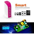 thumbnail image 4 of Multiple USB Charger, 30W 6-Port High Speed USB Desktop Charging Station, Multi Port USB Power Adapter for Phone, Galaxy, HTC, Smartphone, Tablet, Other USB Compatible Devices (Pink), 4 of 8