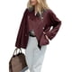 thumbnail image 2 of Gabardina Corta para Mujer, Abrigo Holgado de Larga con Solapa y Doble Botonadura, Ropa de Abrigo de Moda Vino Tinto M, 2 of 7