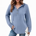 thumbnail image 4 of Towmus Women's Hoodie Oversized Waffle Knit Tops Henley Casual Shirts Long Sleeve Button V Neck Solid Color Casual Tunic Sweatshirt S-5XL, 4 of 7