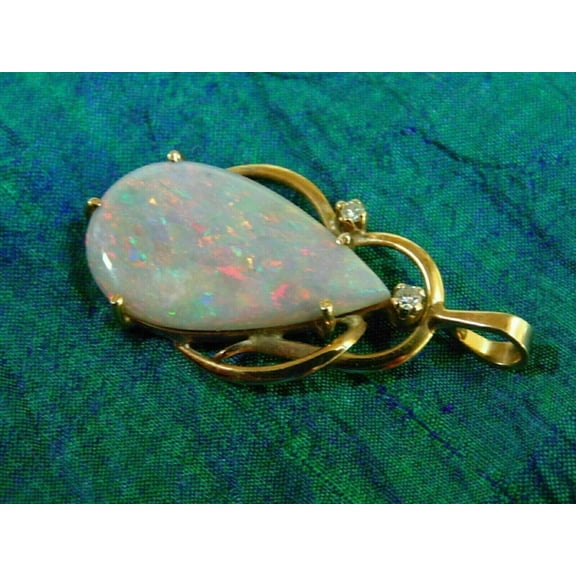 Bluebelljewels Pear Cut Fire Opal Women's Pendant 14k Yellow Gold Plated Silver