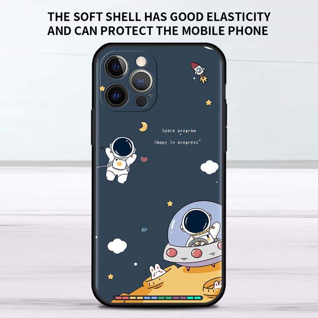 Funda bonita de astronauta estrella para Apple iPhone 11 13 12 14 Pro 7 XR X XS Max 8 6 6S Plus 5 5S SE 2020 13Pro, funda negra para teléfono, Capa 14 Tan Jianjun unisex