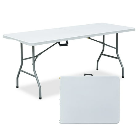 Heavy Duty 72'' Rectangular Banquet Party Event Plastic 6ft Folding Table With Handle