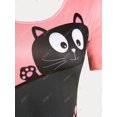 thumbnail image 4 of Camiseta con Estampado de Gato en Talla Extra con Color Bloque Rosegal  Camisetas tallas grandes, 4 of 5