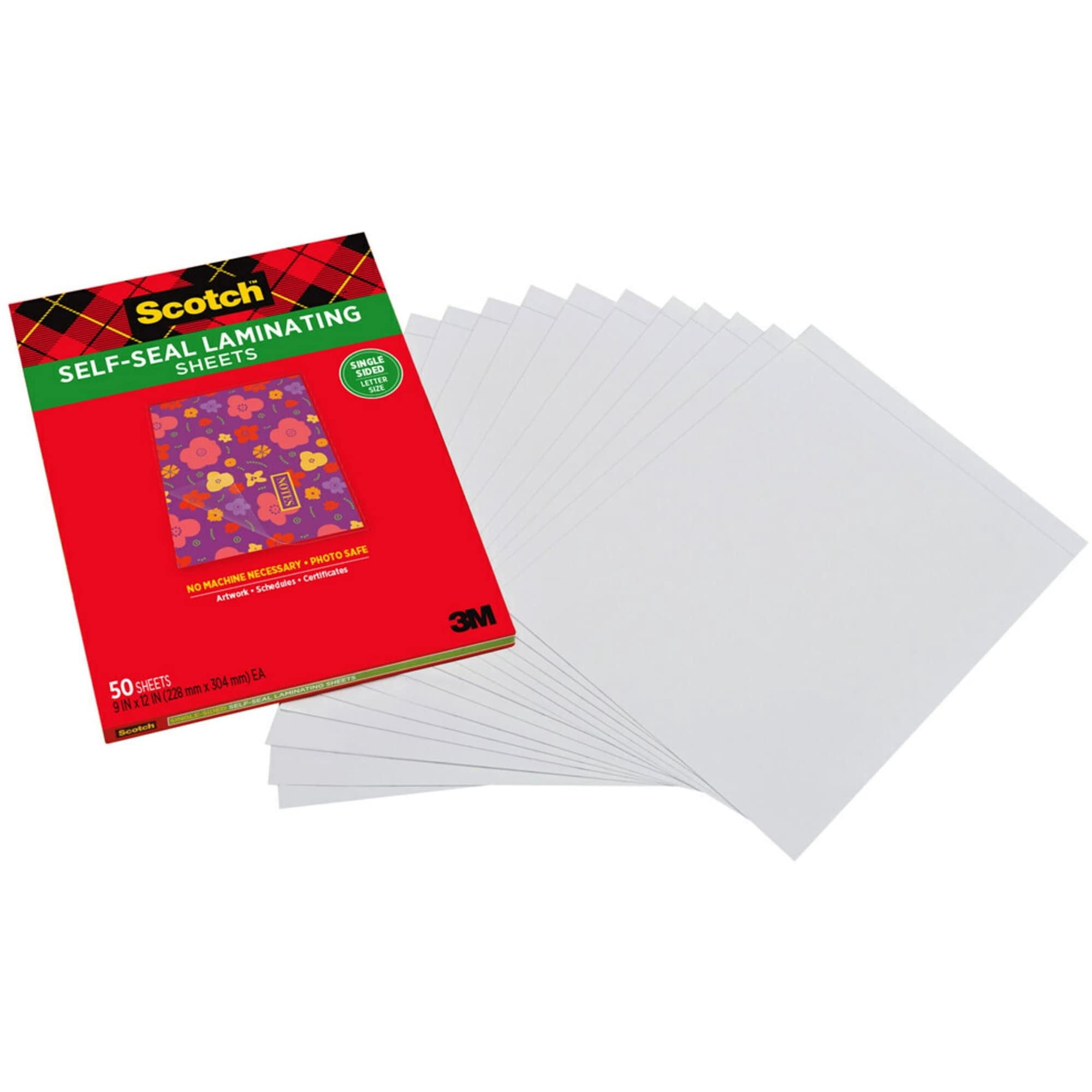 Scotch 9 x 12 Inches Laminating Sheets Letter Size Single Sided, 50 Pouches (SF854-1B)