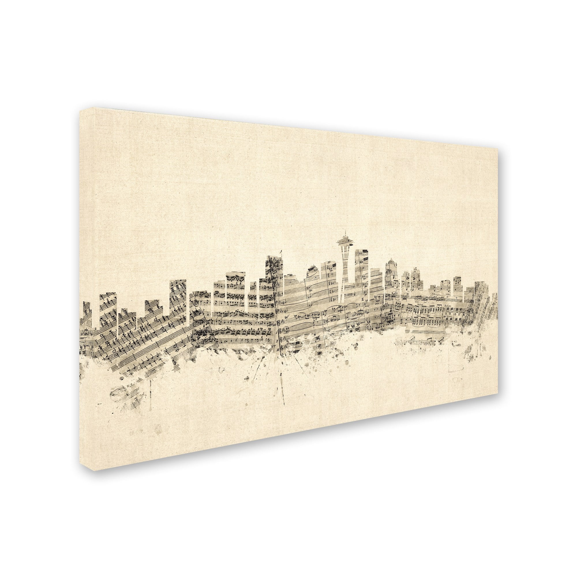 Trademark Fine Art "Seattle Washington Skyline Sheet Music" Canvas Art by Michael Tompsett