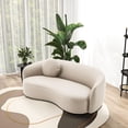 thumbnail image 3 of 82.7-Inch Modern Sofa, Large 3-Seater Couch with 1 Matching Pillow, Comfortable Living Room Curved Sofa, Beige, 3 of 5