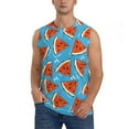 thumbnail image 2 of Lsque Cartoon Watermelon Print Men's Cotton Blend Sleeveless Muscle Shirts (S-3XL)- Moisture Wicking, Odor Protection, UPF 30+,3X-Large, 2 of 8