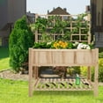 Elegant Wood Planter with Trellis, Standing Raised Garden Bed, Liner
