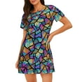 thumbnail image 1 of Xecao Chemise de Nuit Ample en Verre1 pour Femmes Manches Courtes Décontractée Imprimée, 1 of 6