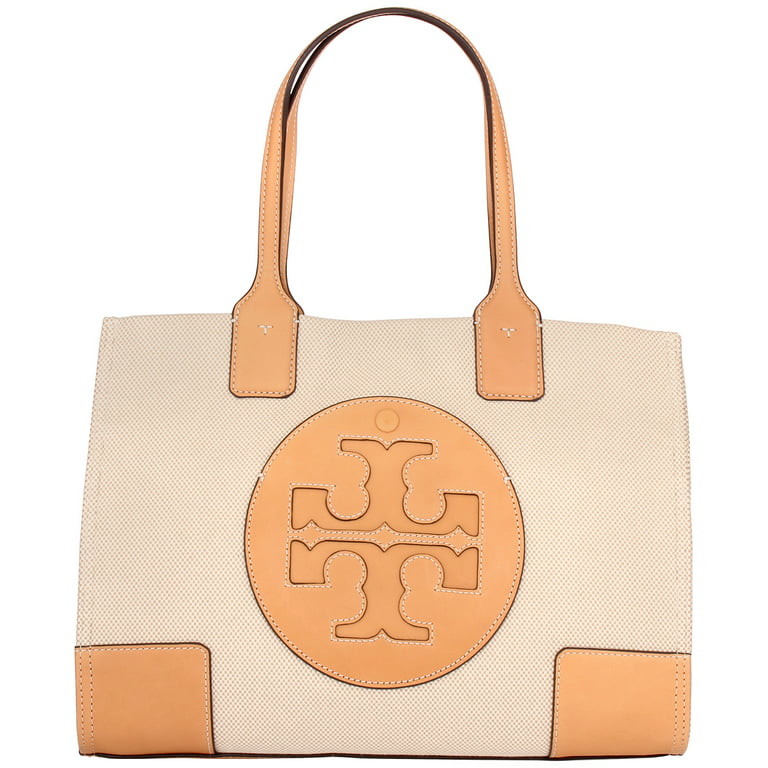 Tory Burch Beige/Off White Canvas and Leather Ella Tote Tory Burch