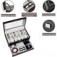 thumbnail image 4 of Reloj Caja Organizador, Estuche Alhajero con 12 Compartimentos y 1 Cajón para Joyería y Relojes, Caja Reloj de Piel PU, Relojero con Tapa Cristal y Forro Terciopelo, Regalo para Hombre y Mujer (Negro), 4 of 4