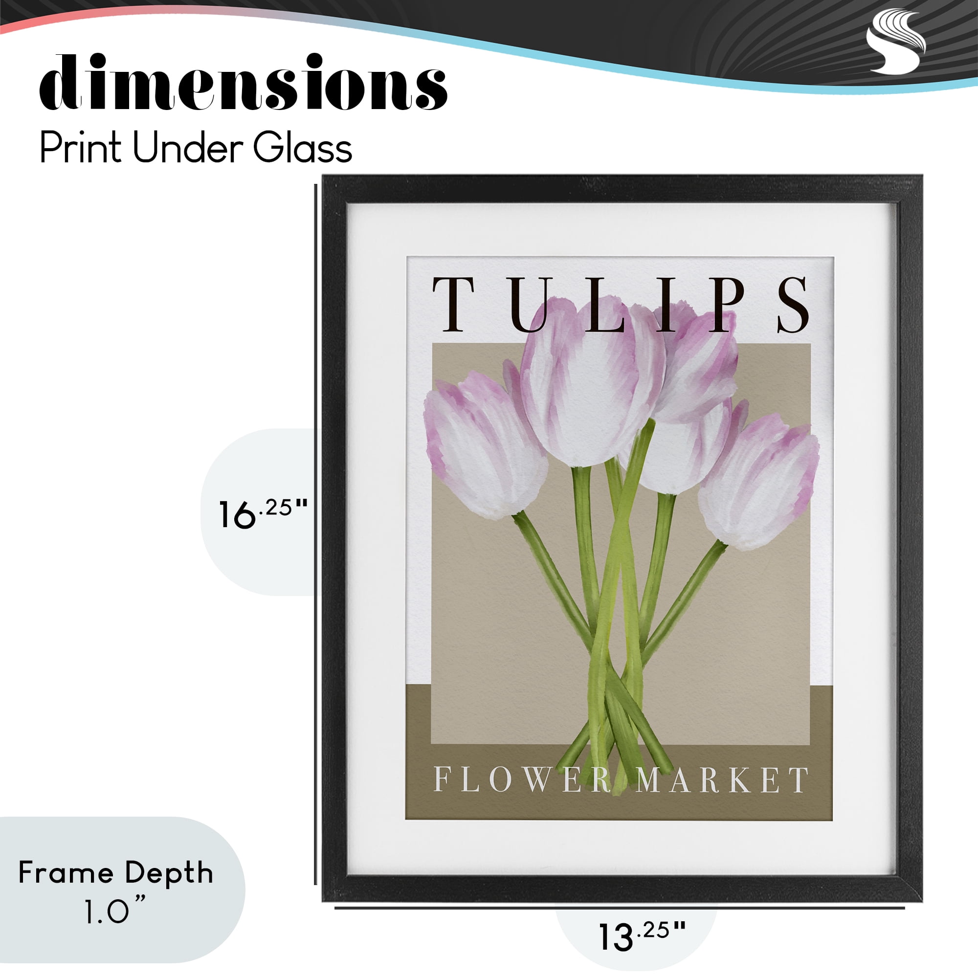 Stupell Industries Tulips Flower Market Black Framed Print Under Glass, design by Jennifer Stith