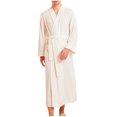 thumbnail image 2 of cllios Mens Lightweight Spa Bathrobe Soft Knee Length Robes with Pockets Soft Long Sleeve V Neck Nightgowns Loungewear Cozy Sleepewear, 2 of 3