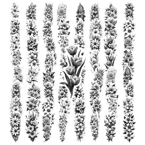 35pcs Elegant Stickers Floral Stickers Black and White DIY Stickers for Notebooks Laptops Suitcases