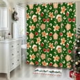 thumbnail image 2 of Christmas Shower Curtain Gingerbread Man Snowflake Holiday Bathroom Decor, Green Christmas Bathtub Curtain with Candy Cane Glove, Fun Cute Winter Bathroom Accessories 70X70IN, 2 of 6