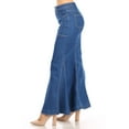 thumbnail image 2 of Be-Girl Women's Denim Maxi Skirt,Flared Design with Triangle Penel Details, Medium Blue Wash, 2 of 5