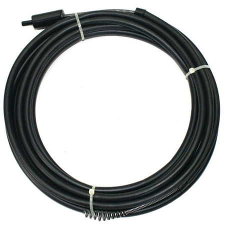 10' Adjustable Snake ProSource Power Drain Snake, 1/4 In Dia X 25 Ft L High Carbon Steel Spring Cable, Black ()