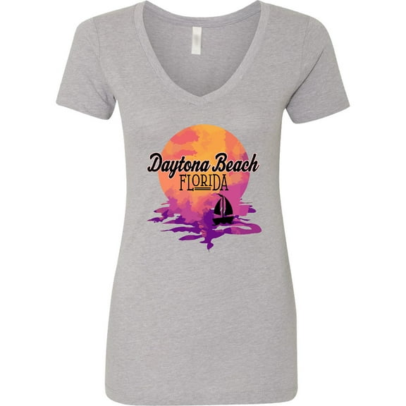 Inktastic Daytona Beach Florida Sunset Women's V-Neck T-Shirt