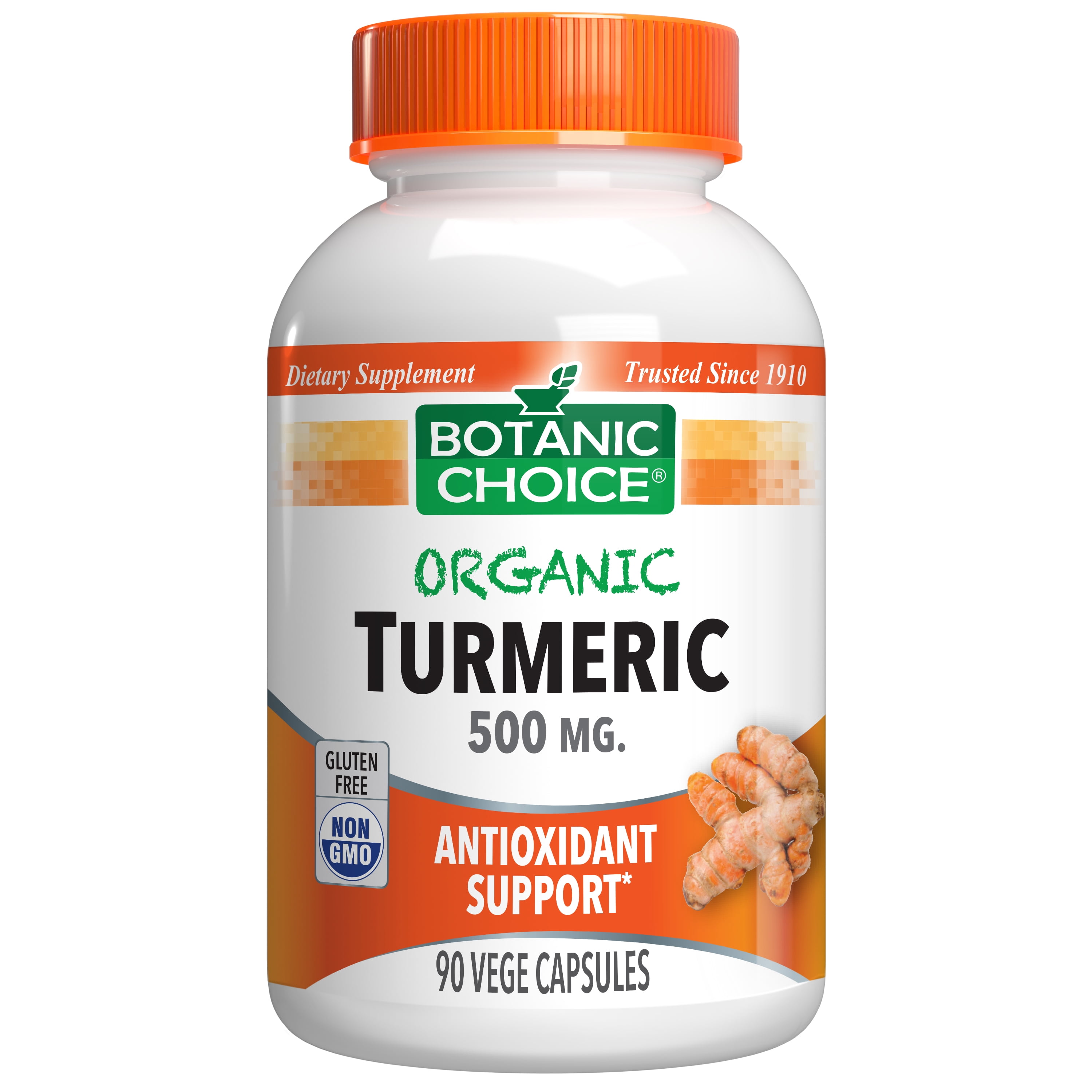 Botanic Choice Organic Turmeric 500 mg Herbal Supplement, 90 Vege Capsules  - Walmart.com