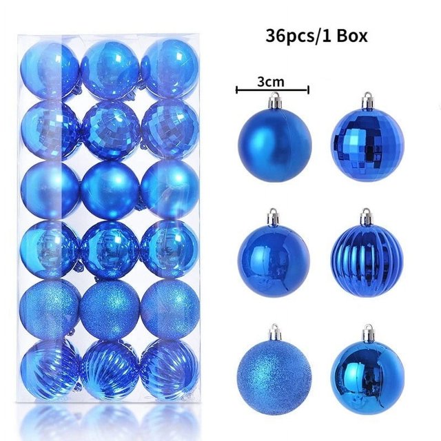Bolas de Navidad de 3CM para decoración del hogar, adornos colgantes para árbol de Navidad, 24/36 piezas, para fiesta de año nuevo