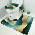 thumbnail image 2 of Teal Gold Marble Pattern Bathroom Rugs Sets 3 Piece,Toilet Cover Set,Absorbent Non Slip Bathroom Mats Sets with U-Shaped Contour Rug Toilet Rug Set, 2 of 5