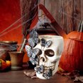 thumbnail image 6 of Halloween Skull, White Resin Skull, Halloween Party Decoration with Butterfly Embellishments, Medium Size, Durable Resin Material, Multifunctional Halloween Skull Ornament, 6 of 6