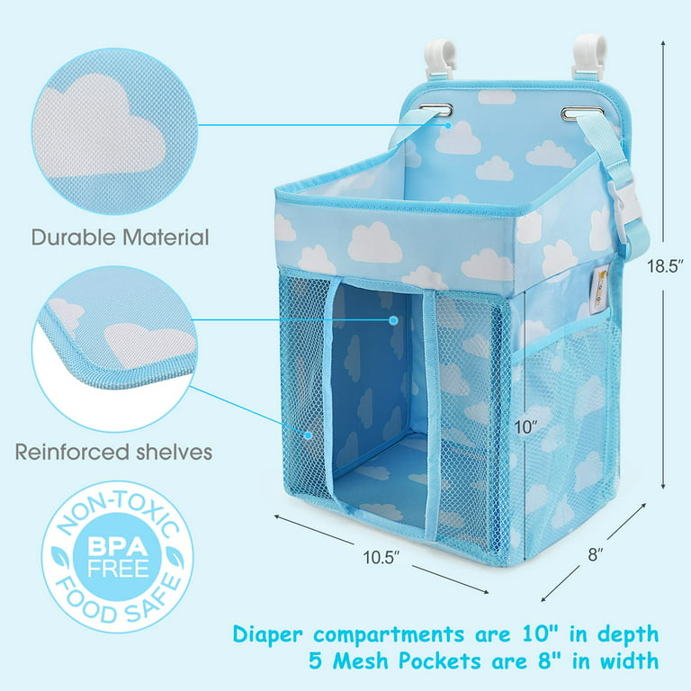 Husfou Hanging Diaper Caddy Organizer - Diaper Stacker for Changing Table, Crib, Playard or Wall & Nursery Organization, Baby Shower Gifts for Newborn