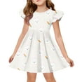thumbnail image 2 of yuCgh Girls Easter Dress with Flutter Sleeves & Ruffle Hem, Fashion Casual Summer Printed Dress, Lightweight & Stylish Easter Dress,Beige 110, 2 of 5