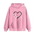 thumbnail image 5 of Spazoro Girls Hooded Sweatshirts, Soft & Comfy Long Sleeve Love Print Fashion Fall Winter Tops for Girls Pink Size 5 T, 5 of 6