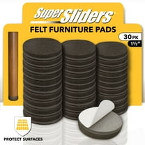 Super Sliders 1 1/2" Round Self Stick Felt Furniture Pad for Hardwood Brown, 30 pack
